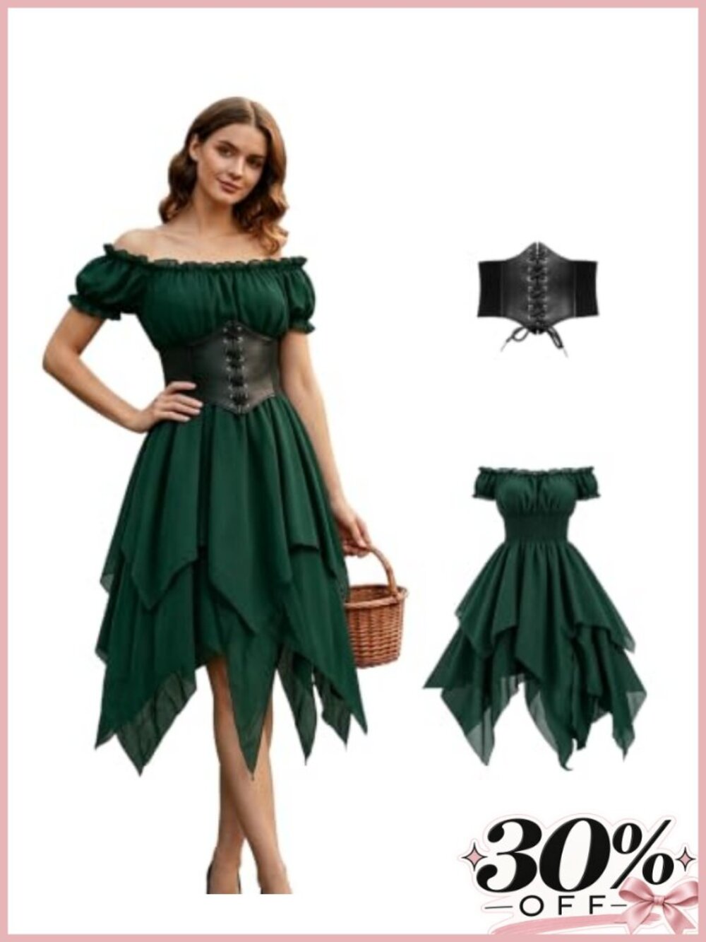 Women Renaissance Medieval Pirate Fairy Dress Halloween Costume